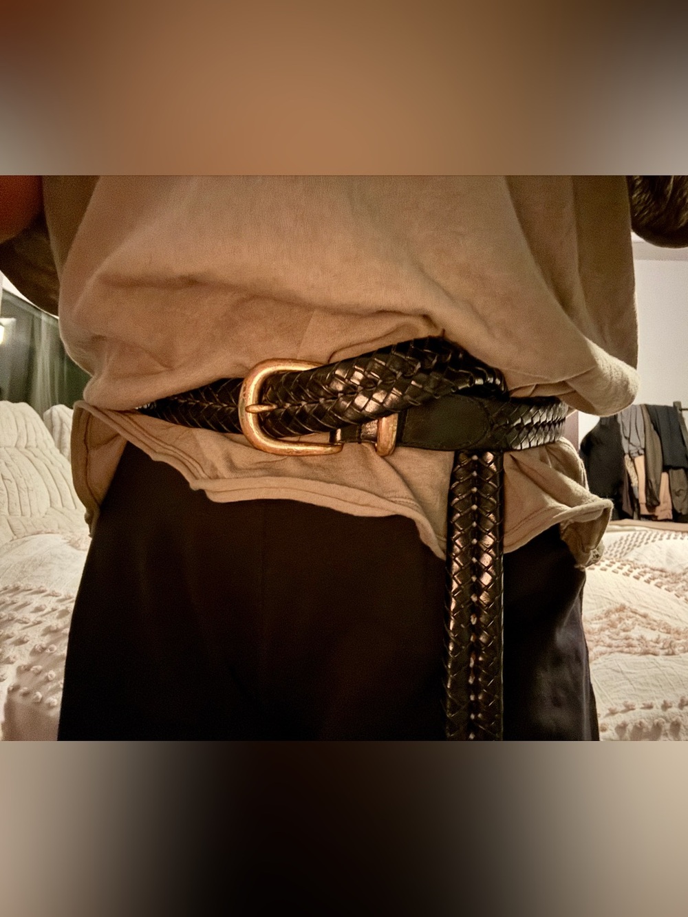 Coach Black Braided Leather Men’s Belt Strap